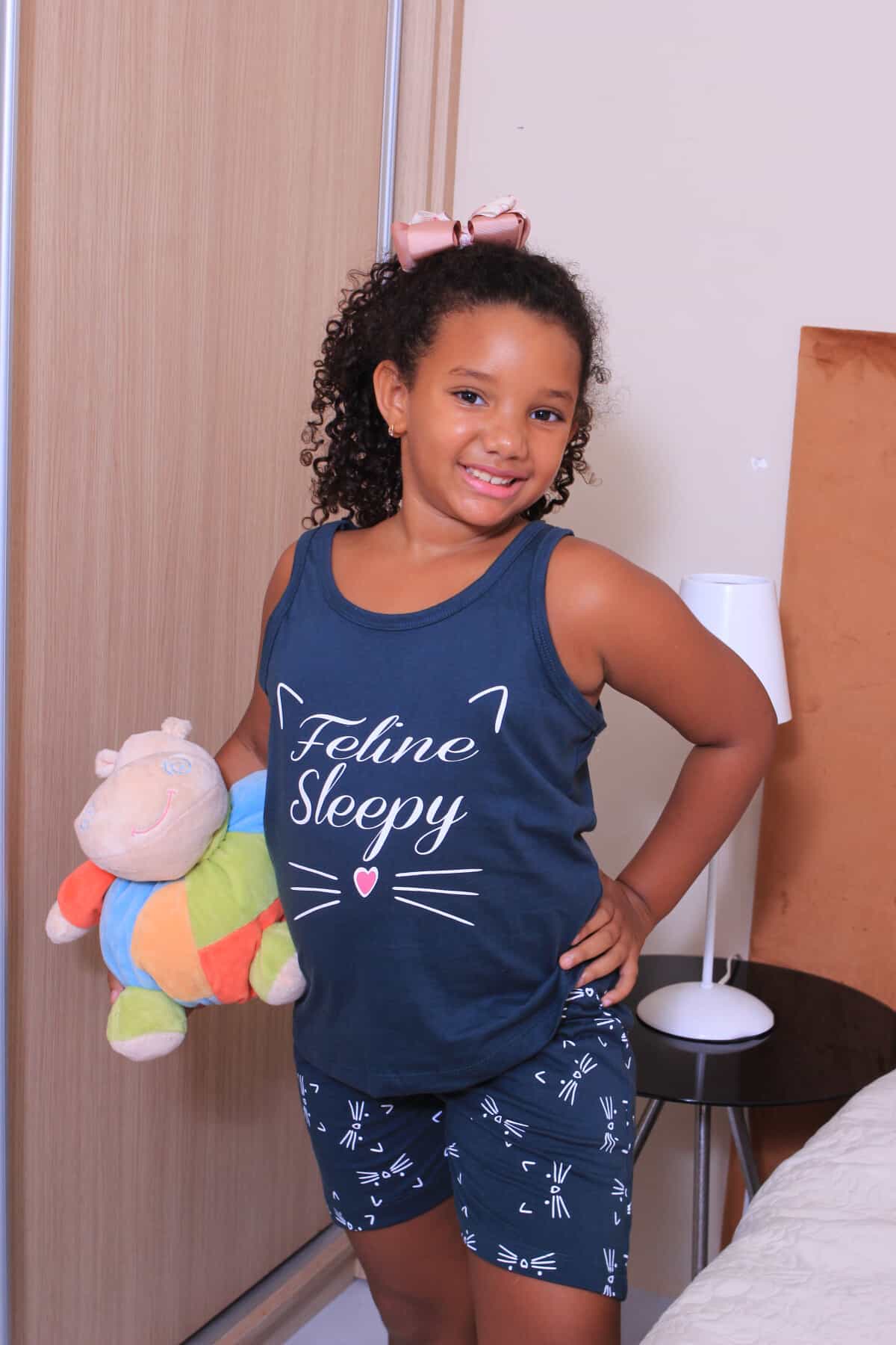 imagem-Pijama Dollina Infantil - Feline Sleepy